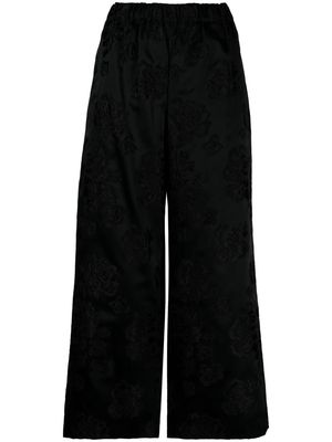 Comme Des Garçons Comme Des Garçons floral-motif cropped trousers - Black