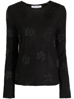 Comme Des Garçons Comme Des Garçons floral-motif knitted top - Black