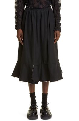Comme des Garçons Comme des Garçons Garment Washed Wool Twill Skirt in Black
