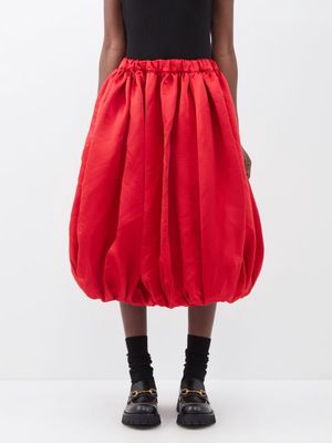 Comme Des Garçons Comme Des Garçons - Gathered Satin Midi Skirt - Womens - Red