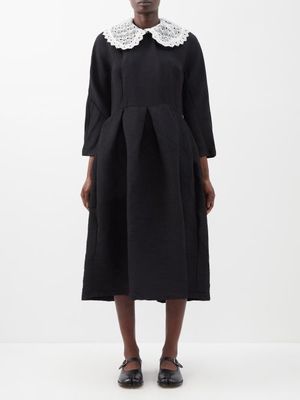 Comme Des Garçons Comme Des Garçons - Lace-collar Jacquard Midi Dress - Womens - Black