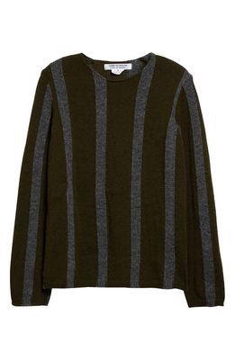 Comme des Garçons Comme des Garçons Mixed Stitch Stripe Wool Sweater in Black X Khaki
