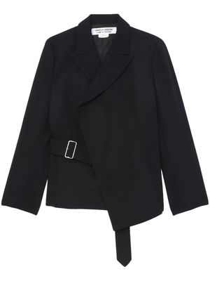 Comme Des Garçons Comme Des Garçons peak-lapel belted wool blazer - Black