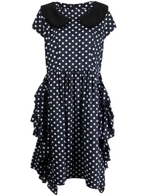 Comme Des Garçons Comme Des Garçons polka-dot print ruffle-detailing dress - Blue