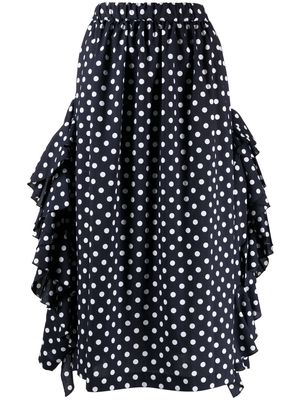 Comme Des Garçons Comme Des Garçons polka-dot print ruffle-detailing skirt - Blue