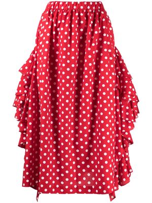 Comme Des Garçons Comme Des Garçons polka-dot print ruffle-detailing skirt - Red