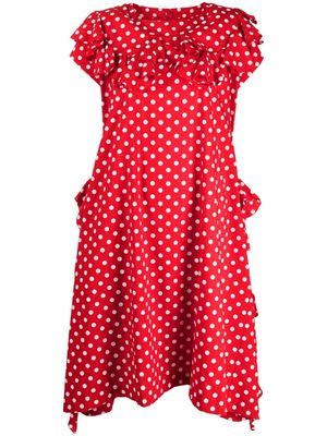 Comme Des Garçons Comme Des Garçons polka dot-print ruffled midi dress - Red