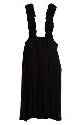 Comme des Garçons Comme des Garçons Ruched Strap Georgette Pinafore Dress in Black