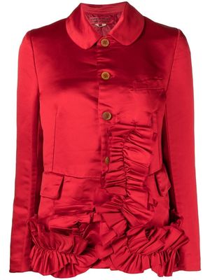 Comme Des Garçons Comme Des Garçons ruffle-detail fitted blazer - Red