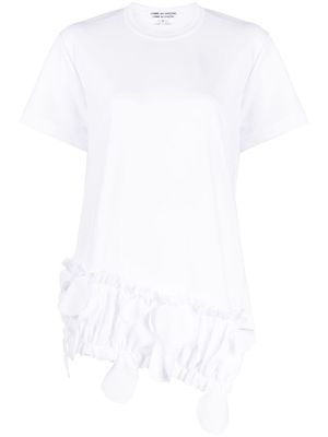 Comme Des Garçons Comme Des Garçons ruffled appliqué-detailing asymmetric T-shirt - White