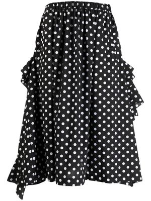 Comme Des Garçons Comme Des Garçons ruffled-detail polka dot-print midi skirt - Black