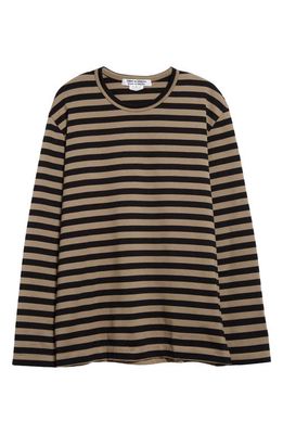Comme des Garçons Comme des Garçons Stripe Long Sleeve Cotton Jersey T-Shirt in Khaki/Black