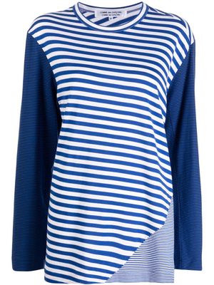Comme Des Garçons Comme Des Garçons striped patchwork cotton sweatshirt - Blue
