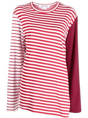 Comme Des Garçons Comme Des Garçons striped patchwork cotton sweatshirt - Red