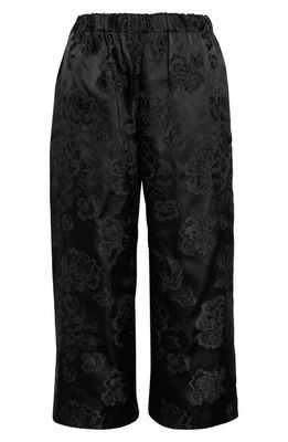 Comme des Garçons Comme des Garçons Yarn Dye Floral Jacquard Crop Pants in Black