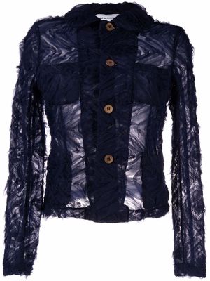 Comme Des Garçons Girl semi-sheer textured jacket - Blue