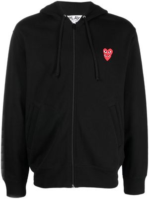Comme Des Garçons heart-embroidered zip-up hoodie - Black