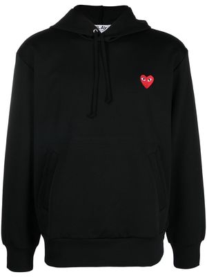 Comme Des Garçons heart-patch rib-trimmed hoodie - Black