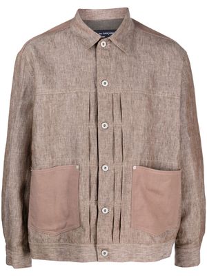Comme Des Garçons Homme button-fastening linen shirt jacket - Brown
