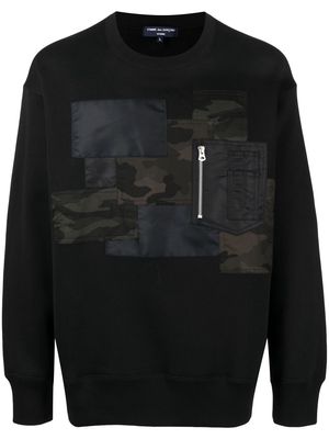 Comme Des Garçons Homme camouflage-panel print sweatshirt - Black