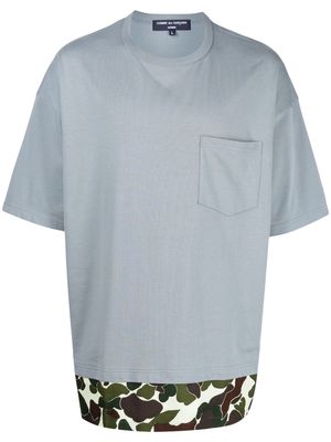 Comme Des Garçons Homme camouflage-trim cotton T-shirt - Blue
