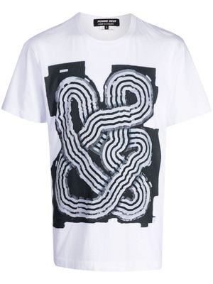 Comme Des Garçons Homme Deux abstract-pattern cotton T-shirt - White