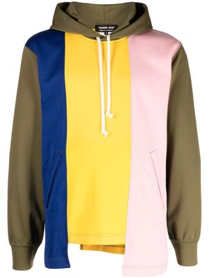 Comme Des Garçons Homme Deux asymmetric panelled drawstring hoodie - Multicolour