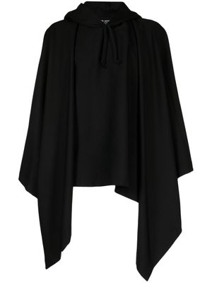 Comme Des Garçons Homme Deux cape-design wool drawstring hoodie - Black