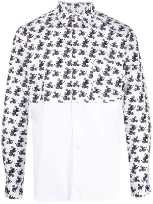 Comme Des Garçons Homme Deux Mickey colour-block long-sleeve shirt - White