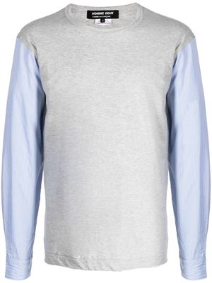 Comme Des Garçons Homme Deux two-tone striped-sleeves cotton T-shirt - Grey