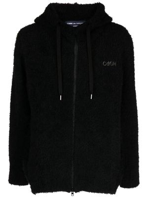 Comme Des Garçons Homme fuzzy-texture hooded jacket - Black