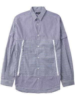 Comme Des Garçons Homme grid-pattern panelled cotton shirt - Blue