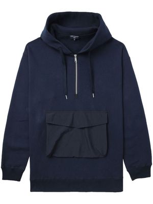 Comme Des Garçons Homme half-zip cotton hoodie - Blue