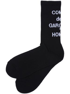 Comme des Garçons Homme logo-intarsia calf socks - Black