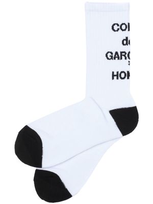 Comme des Garçons Homme logo-intarsia calf socks - White