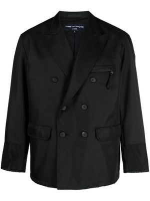 Comme Des Garçons Homme panelled twill double-breasted blazer - Black