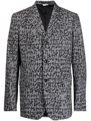 Comme Des Garçons Homme Plus abstract-pattern print notched-lapels blazer - Black
