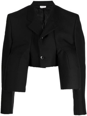 Comme Des Garçons Homme Plus asymmetric-hem cropped wool blazer - Black
