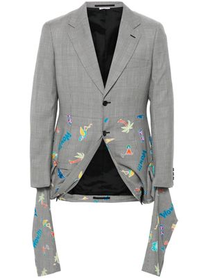 Comme des Garçons Homme Plus check-pattern embroidered-motif blazer - Neutrals