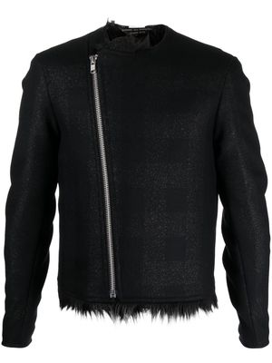 Comme Des Garçons Homme Plus checked metallic-effect biker jacket - Black