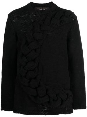 Comme Des Garçons Homme Plus crew-neck chunky cable-knit jumper - Black