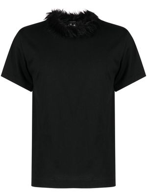 Comme Des Garçons Homme Plus faux-fur collar cotton T-shirt - Black