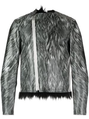 Comme des Garçons Homme Plus fur-print faux-leather biker jacket - Black