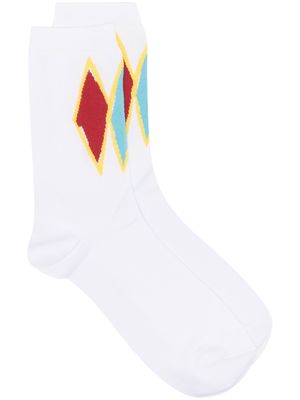 Comme Des Garçons Homme Plus geometric intarsia-knit socks - White