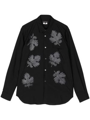 Comme des Garçons Homme Plus leaf-appliqué buttoned-up shirt - Black