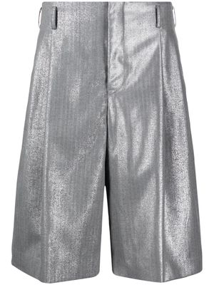 Comme Des Garçons Homme Plus metallic-finish wool shorts - Silver