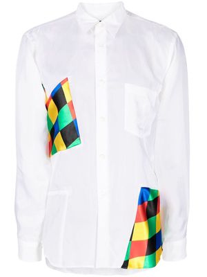 Comme Des Garçons Homme Plus patchwork-detail long-sleeve shirt - White