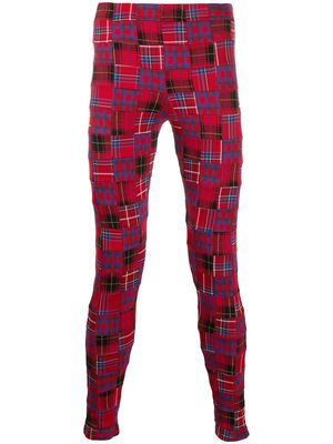 Comme Des Garçons Homme Plus plaid print skinny trousers - Red