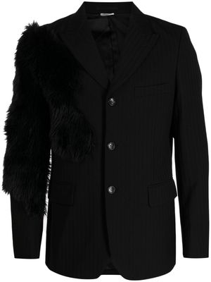 Comme Des Garçons Homme Plus striped faux-fur detail blazer - Black