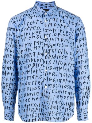 Comme Des Garçons Homme Plus text-print classic-collar shirt - Blue